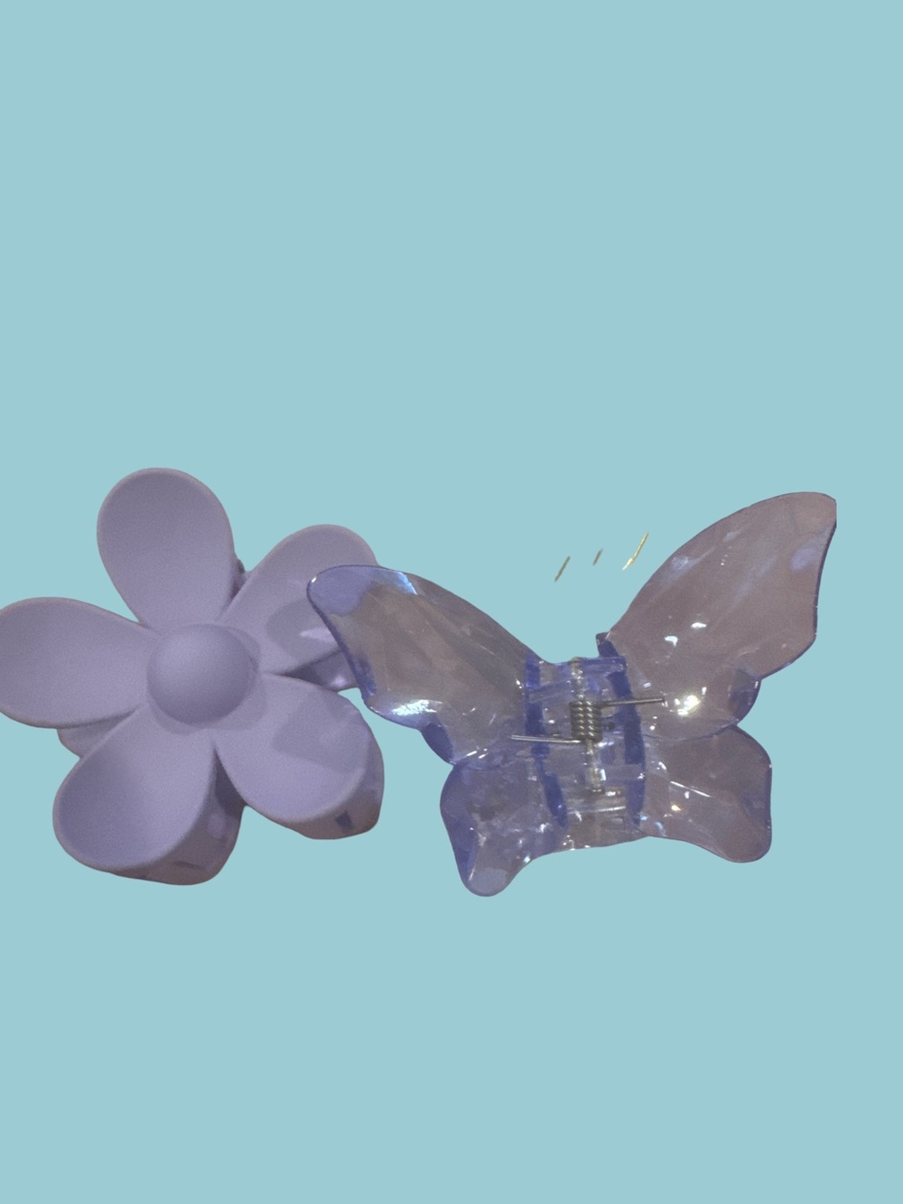 Purple Flower and Butterfly Kids Hair Clips - Cute Decorative Set